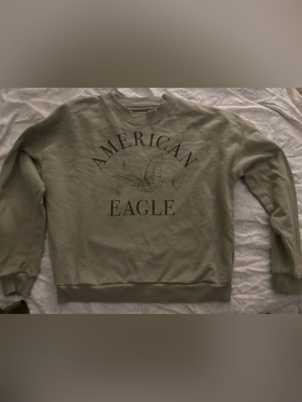 American Eagle Outfitters Olive Green Logo Crewneck Sweater